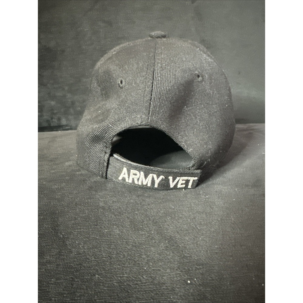 U.S. Army Veteran Emblem on side black hat One Size Adjustable Baseball Cap - Picture 3 of 7